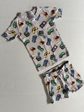 Hanna Andersson Kids Video Game Controller Print Shorty Pajama Set - Gray